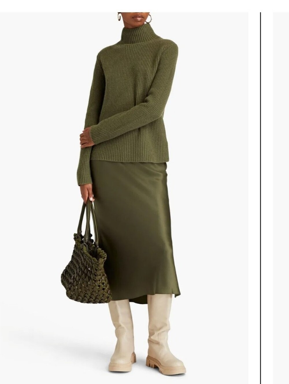 Vince. Green Cashmere Shaker Turtleneck Sweatshirt Size Large Like New